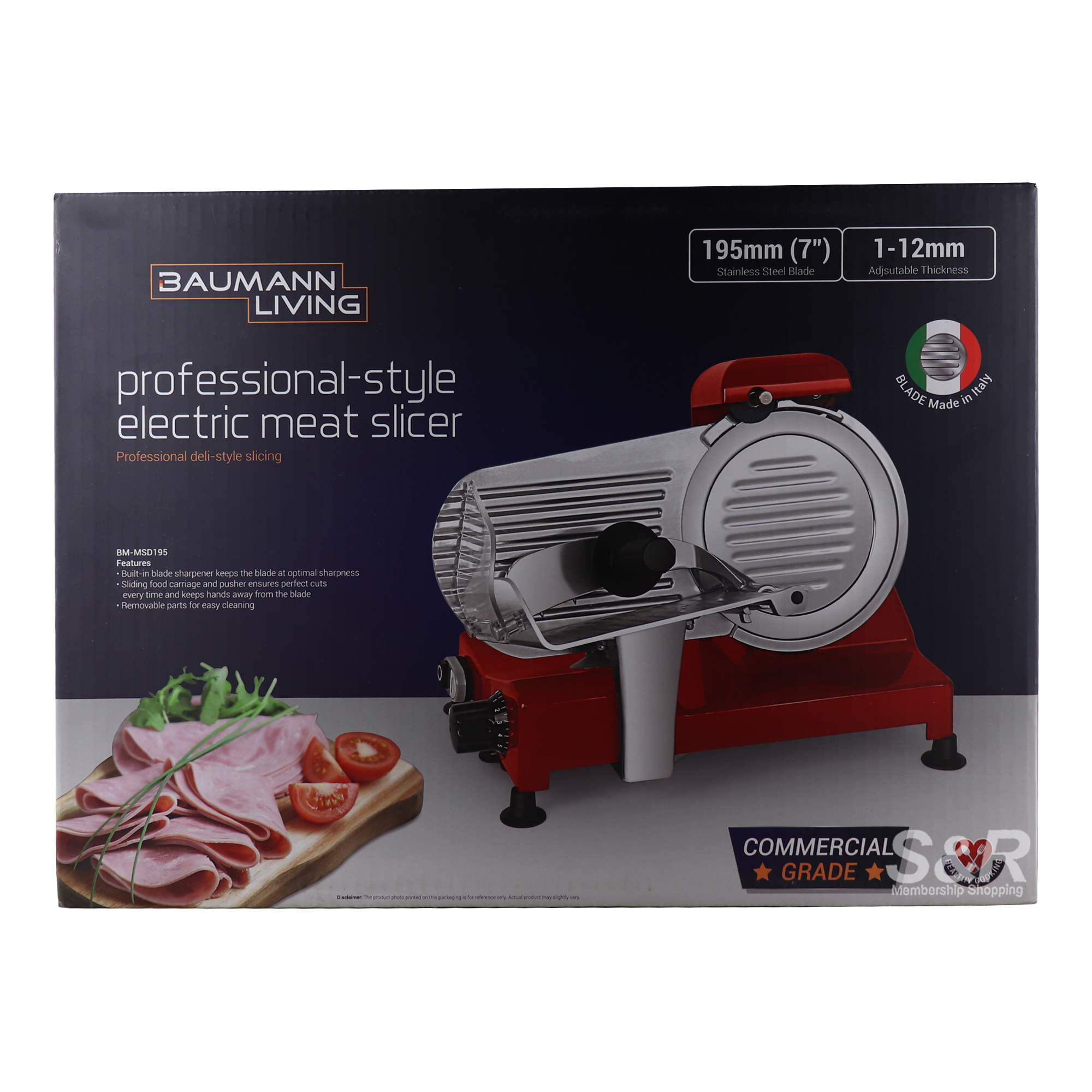 Baumann Living professional-style electric meat slicer BM-MSD195 Baumann Living professional-style electric meat slicer BM-MSD195
